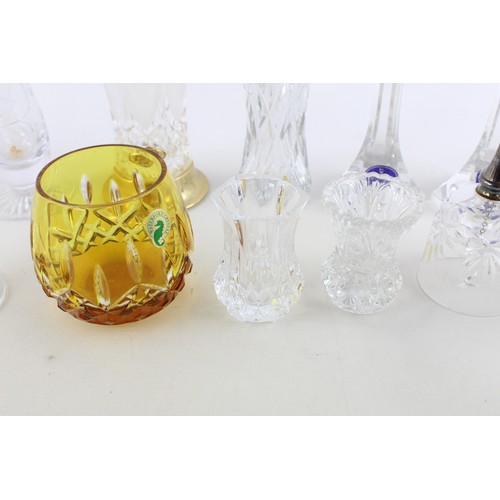 105 - 15 x Assorted Cut Glass & Lead Crystal Pieces Inc. Royal Doulton, Bohemia, Irish