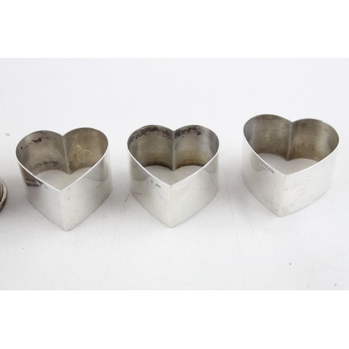 127 - 5 x Antique / Vintage .925 STERLING SILVER Napkin Rings Inc Heart Shaped (103g)