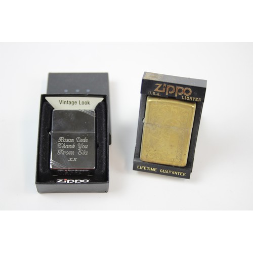 2 - 2 x ZIPPO CIGARETTE LIGHTERS In Original Boxes Inc Brass, Engraved Etc