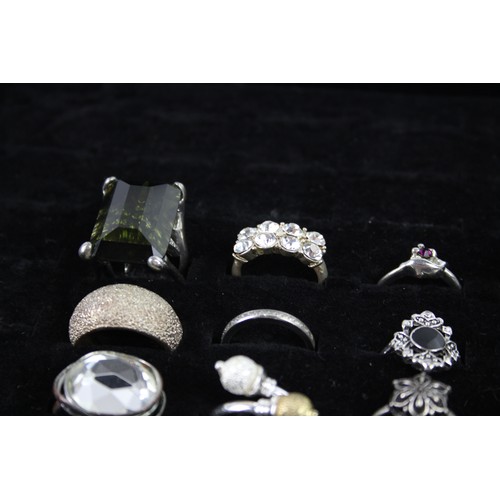 27 - 35 x Vintage, Retro & Costume RINGS inc. Cocktail, Silver Tone, Peach, Statement