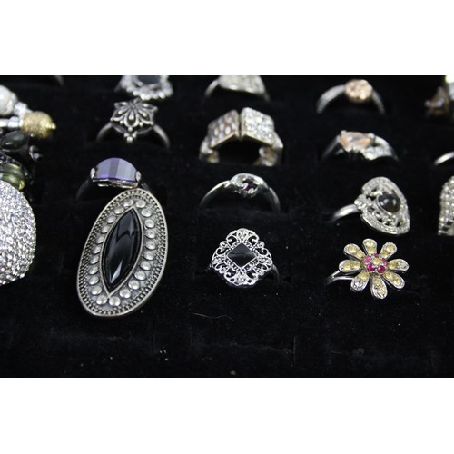 27 - 35 x Vintage, Retro & Costume RINGS inc. Cocktail, Silver Tone, Peach, Statement