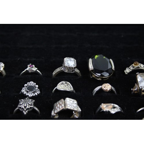 27 - 35 x Vintage, Retro & Costume RINGS inc. Cocktail, Silver Tone, Peach, Statement