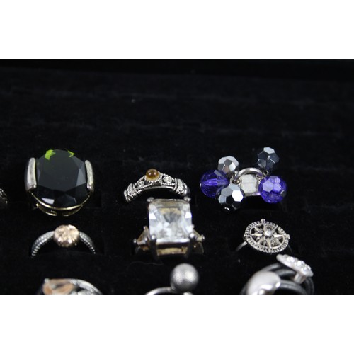 27 - 35 x Vintage, Retro & Costume RINGS inc. Cocktail, Silver Tone, Peach, Statement