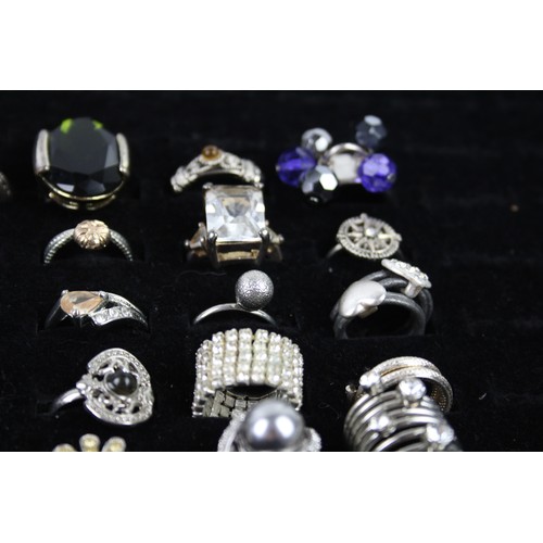 27 - 35 x Vintage, Retro & Costume RINGS inc. Cocktail, Silver Tone, Peach, Statement