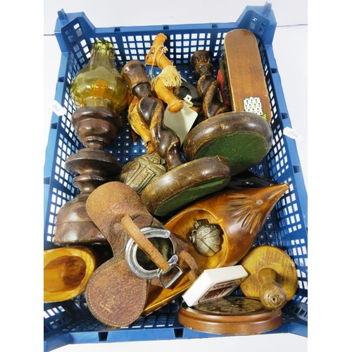 350 - TRAY OF MIXED WOODEN ITEMS