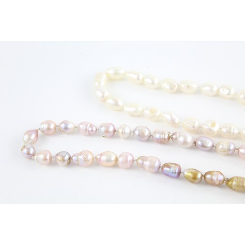 2 - 2 x Vintage PEARL NECKLACES inc. White, Pink, Large Freshwater Pearls