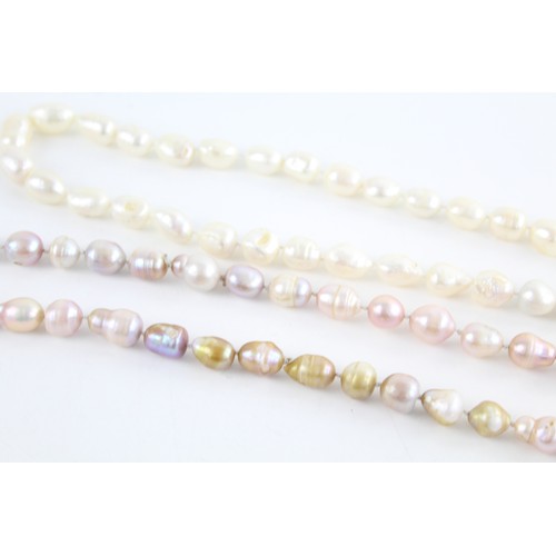 2 - 2 x Vintage PEARL NECKLACES inc. White, Pink, Large Freshwater Pearls