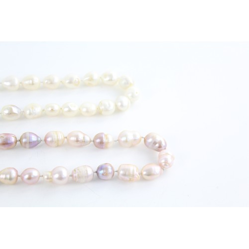 2 - 2 x Vintage PEARL NECKLACES inc. White, Pink, Large Freshwater Pearls