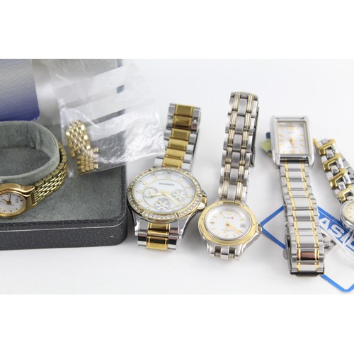 134 - 6 x Ladies Quality Bi-Metal WRISTWATCHES Quartz WORKING Inc Boxed Seiko Etc