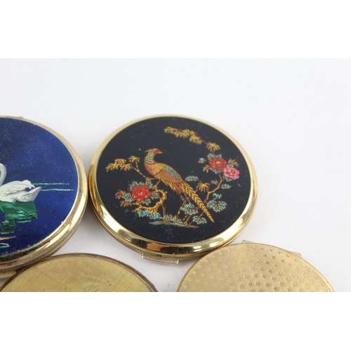 135 - 6 x Vintage Ladies Vanity STRATTON COMPACTS Inc Enamel, Animals, Gold Tone Etc