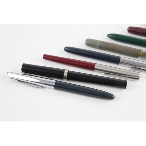 141 - 8 x Assorted Vintage BRANDED Fountain Pens Inc Parker, Osmiroid, Platignum Etc