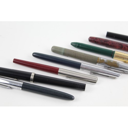 141 - 8 x Assorted Vintage BRANDED Fountain Pens Inc Parker, Osmiroid, Platignum Etc