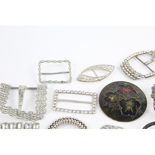 147 - 14 x Antique / Vintage SHOE & BELT BUCKLES Inc Art Deco, Marcasite, Complete Etc