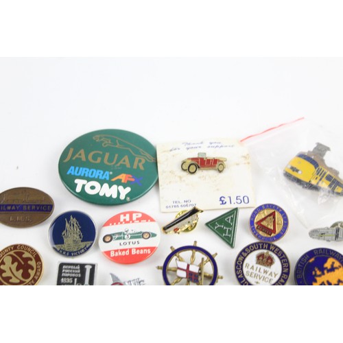 6 - 28 x Assorted Vintage TRANSPORT BADGES Inc Railway Service, Union, Advertising