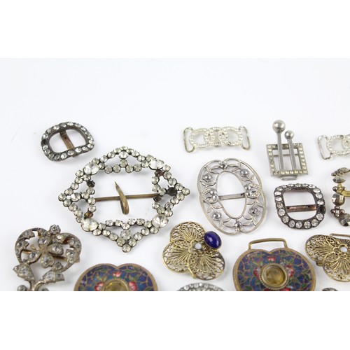 159 - 20 x Antique / Vintage SHOE & BELT BUCKLES Inc Art Deco, Complete, Paste Etc