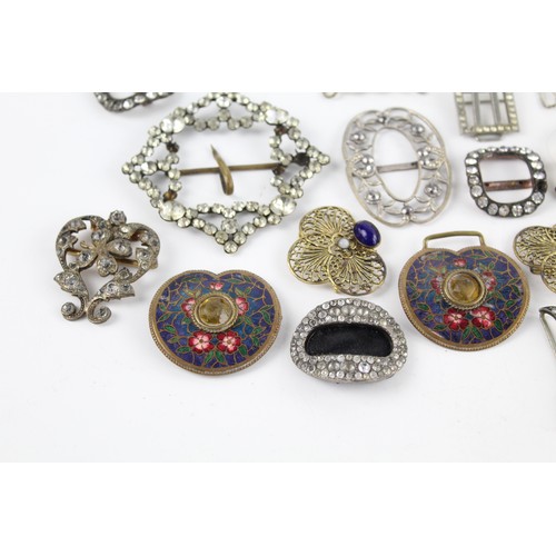 159 - 20 x Antique / Vintage SHOE & BELT BUCKLES Inc Art Deco, Complete, Paste Etc