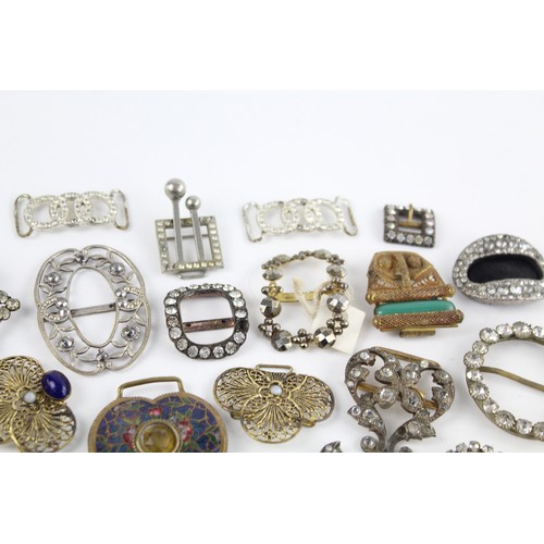 159 - 20 x Antique / Vintage SHOE & BELT BUCKLES Inc Art Deco, Complete, Paste Etc