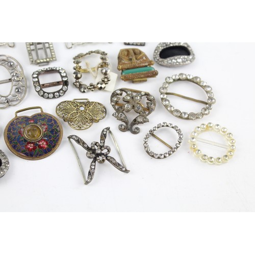 159 - 20 x Antique / Vintage SHOE & BELT BUCKLES Inc Art Deco, Complete, Paste Etc