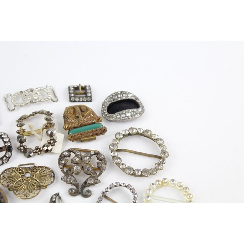 159 - 20 x Antique / Vintage SHOE & BELT BUCKLES Inc Art Deco, Complete, Paste Etc