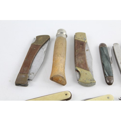 63 - 10 x Assorted POCKET KNIVES / TOOLS Inc Antique, Vintage, Wooden Handled Etc