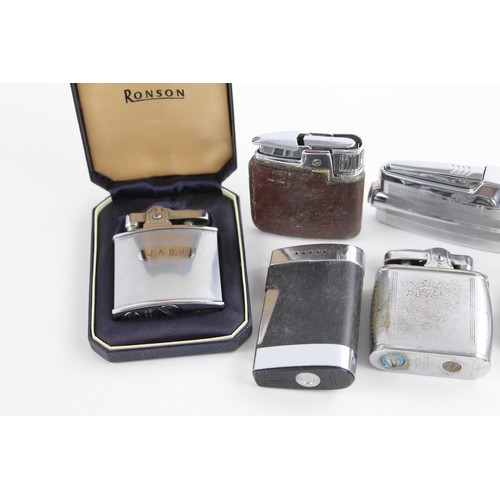 205 - 8 x Vintage RONSON Cigarette LIGHTERS Inc Varaflame, Viking, Boxed Etc