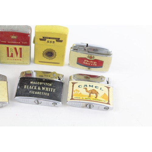 44 - 8 x Assorted Vintage Advertising Cigarette LIGHTERS Inc Pall Mall, Pepsi, Camel