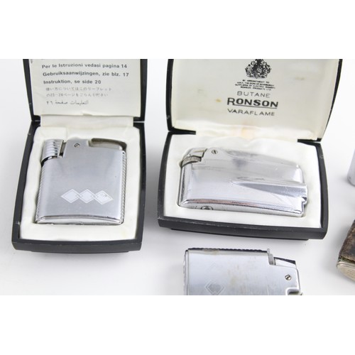 225 - 6 x Vintage RONSON Cigarette LIGHTERS Inc Varaflame, Leather, Boxed Etc
