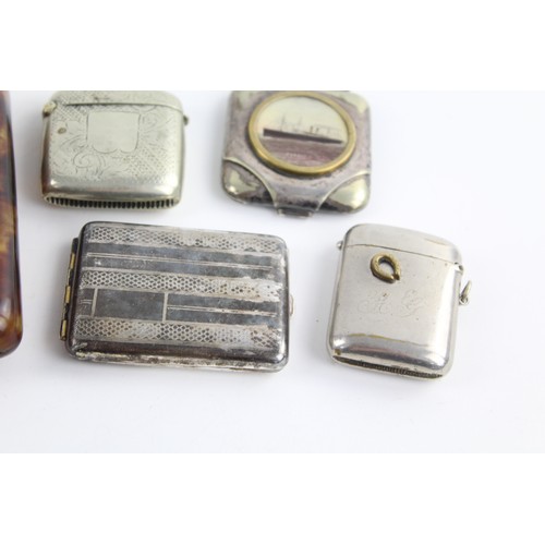 64 - 5 x Antique / Vintage TOBACCIANA Inc Cigarette Cases, Vesta, Silver Plate Etc