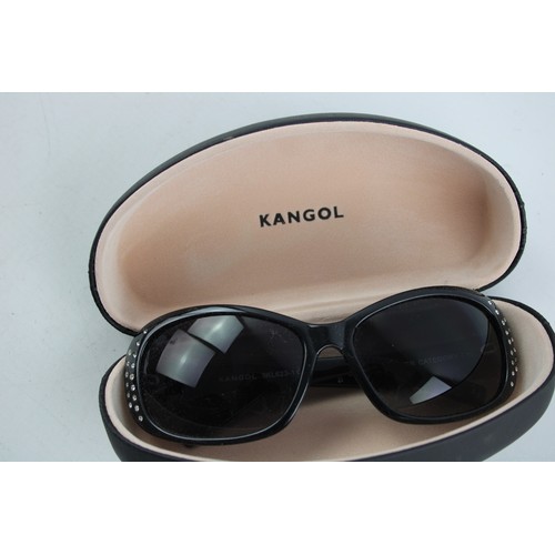 66 - Statement Ladies KANGOL Black Oversized Style SUNGLASSES w/ Diamante Detail