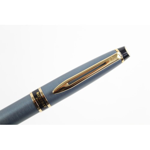 241 - Vintage WATERMAN Expert Blue FOUNTAIN PEN w/ Gold Plate Nib WRITING Boxed