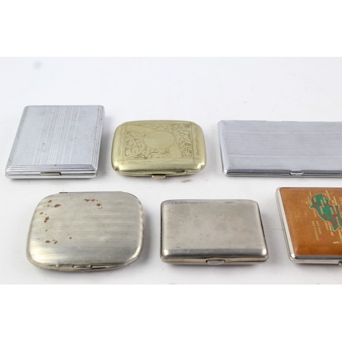 244 - 8 x Assorted Vintage TOBACCIANA Cigarette Cases Inc Leather, Silver Plate Etc