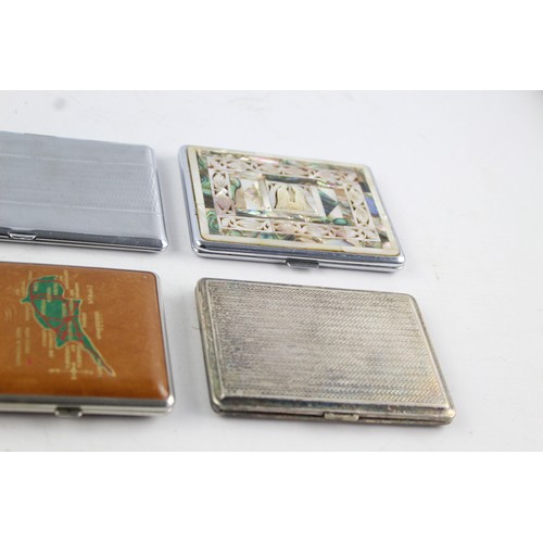 244 - 8 x Assorted Vintage TOBACCIANA Cigarette Cases Inc Leather, Silver Plate Etc