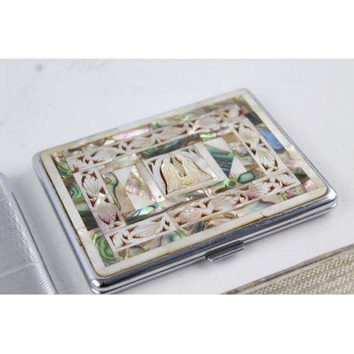 244 - 8 x Assorted Vintage TOBACCIANA Cigarette Cases Inc Leather, Silver Plate Etc