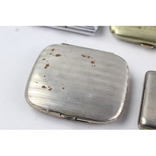 244 - 8 x Assorted Vintage TOBACCIANA Cigarette Cases Inc Leather, Silver Plate Etc