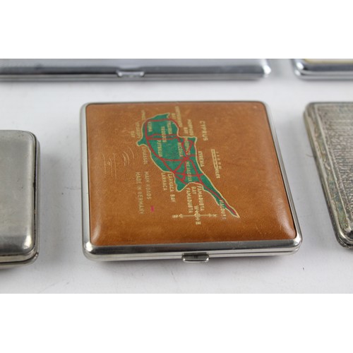 244 - 8 x Assorted Vintage TOBACCIANA Cigarette Cases Inc Leather, Silver Plate Etc