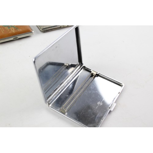 244 - 8 x Assorted Vintage TOBACCIANA Cigarette Cases Inc Leather, Silver Plate Etc