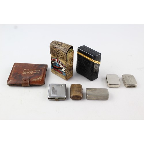 246 - 8 x Assorted Vintage TOBACCIANA Inc Snuff, Vestas, Silver Plate, Leather Etc