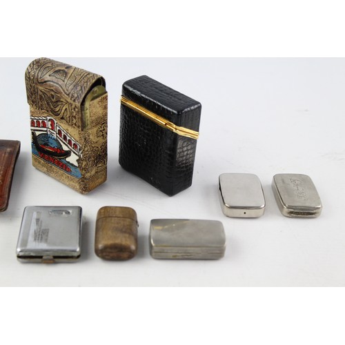 246 - 8 x Assorted Vintage TOBACCIANA Inc Snuff, Vestas, Silver Plate, Leather Etc