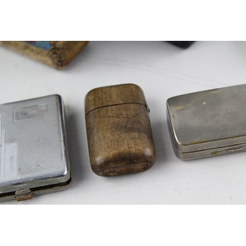 246 - 8 x Assorted Vintage TOBACCIANA Inc Snuff, Vestas, Silver Plate, Leather Etc