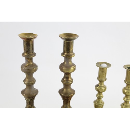 82 - 10 x Vintage BRASS Candlesticks /Holders Inc. Matching Pairs Etc (6232g)