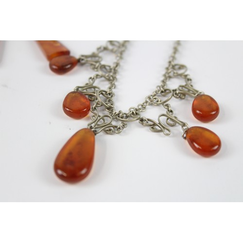 84 - 3 x Vintage AMBER Jewellery inc. Pendant, Necklace, Ring