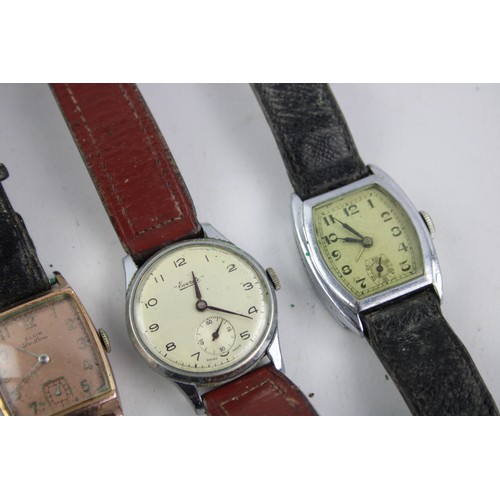 116 - 4 x Vintage Gents WRISTWATCHES Hand-Wind Inc. Everite, Elgin de Luxe Etc