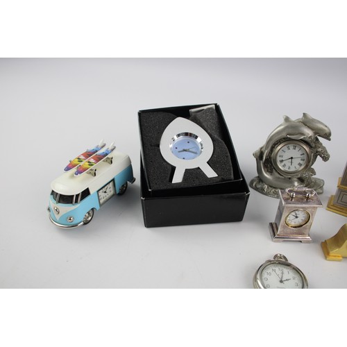 118 - 15 x Assorted Decorative Miniature CLOCKS Quartz Inc. VW Camper, Dolphins Etc