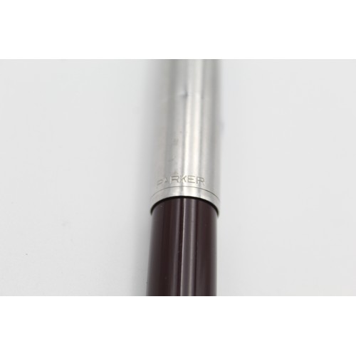 39 - Vintage PARKER 51 Burgundy FOUNTAIN PEN w/ Brushed Steel Cap WRITING