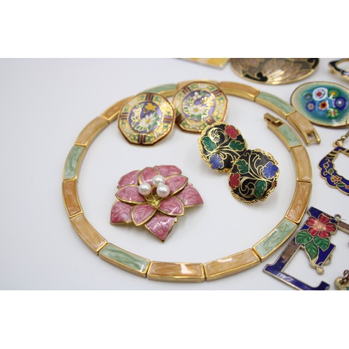 55 - 25 x Vintage ENAMEL JEWELLERY inc. Cloisonne, Bangles, Brooches