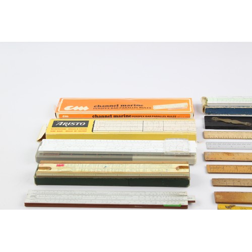 24 - 29 x Assorted Vintage RULERS, SPIRIT LEVELS, SLIDE RULES Inc Folding, Rabone Etc