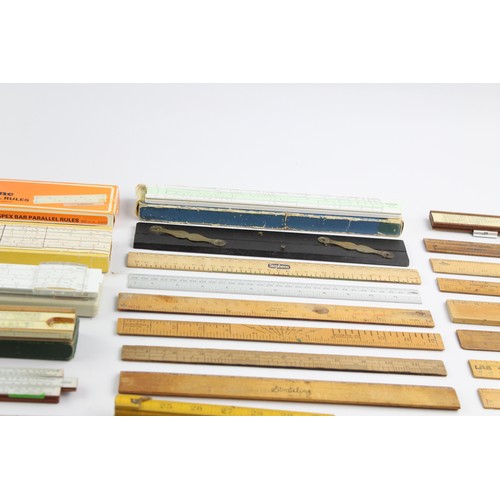 24 - 29 x Assorted Vintage RULERS, SPIRIT LEVELS, SLIDE RULES Inc Folding, Rabone Etc