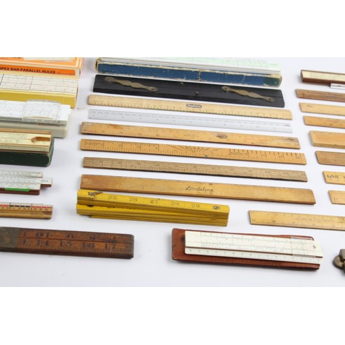 24 - 29 x Assorted Vintage RULERS, SPIRIT LEVELS, SLIDE RULES Inc Folding, Rabone Etc