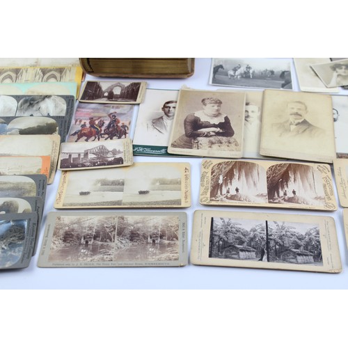 5 - Job Lot of Antique Victorian Era Photograph Cards Inc Albums, Stereoscope Cards