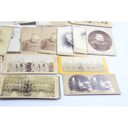 5 - Job Lot of Antique Victorian Era Photograph Cards Inc Albums, Stereoscope Cards